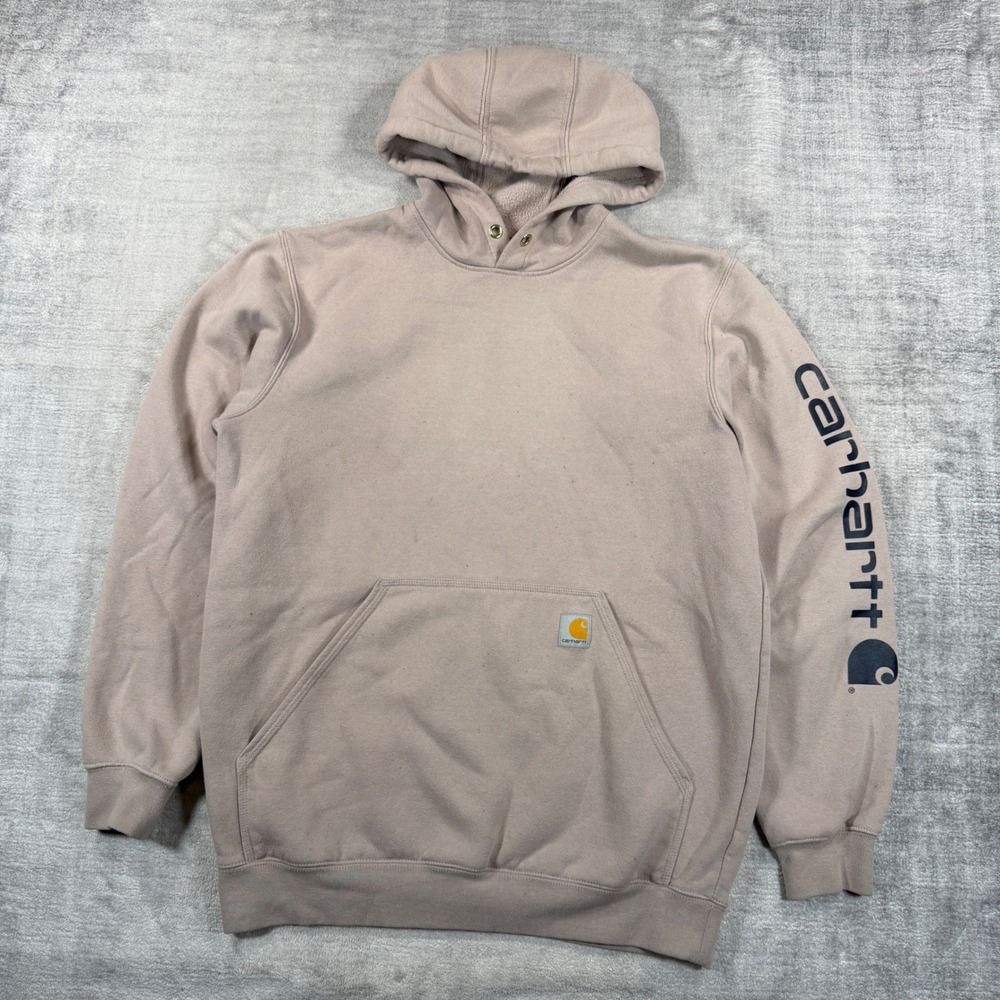 Carhartt Hoodie Womans Medium Mauve Loose Fit Sleeve Logo Workwear K288 V61